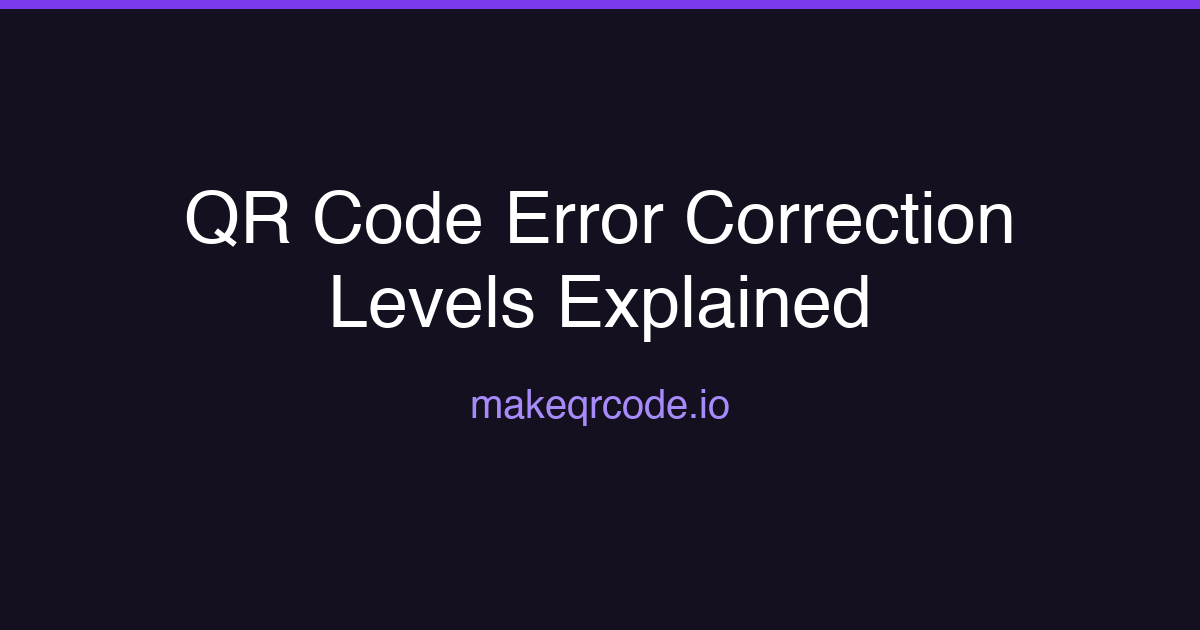 QR Code Error Correction Levels Explained